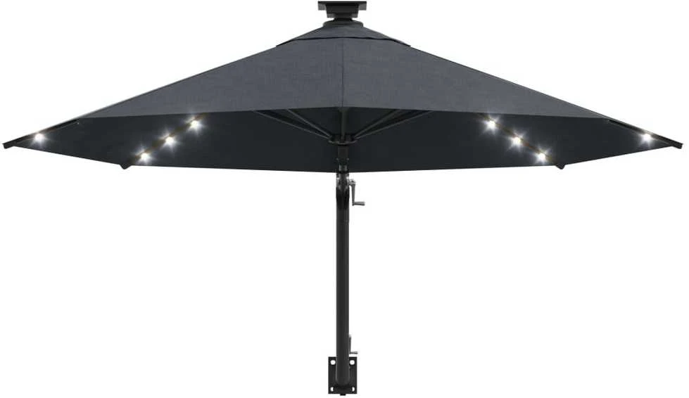 Prie sienos montuojamas sodo skėtis su LED, antracito, 300cm