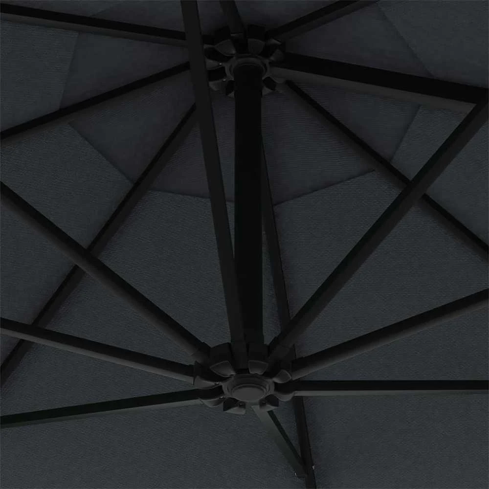 Prie sienos montuojamas sodo skėtis su LED, antracito, 300cm