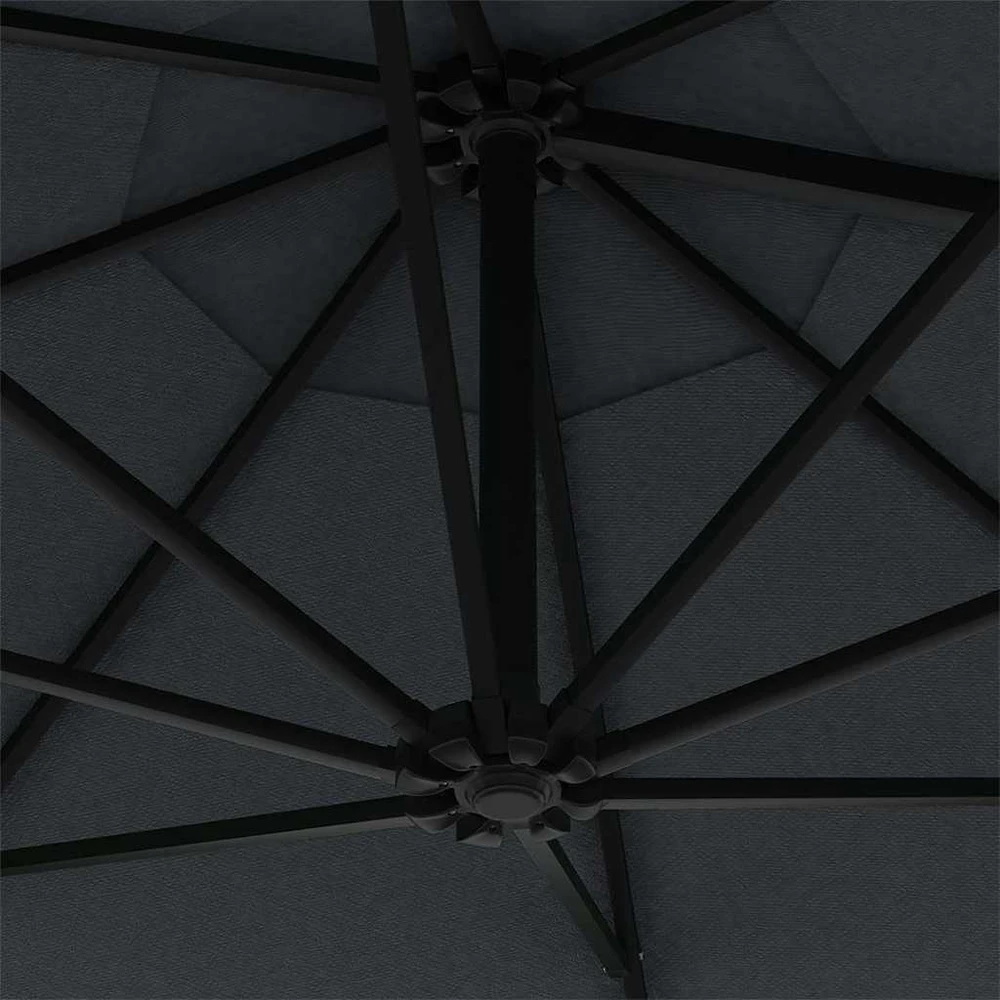 Prie sienos montuojamas sodo skėtis su LED, antracito, 300cm