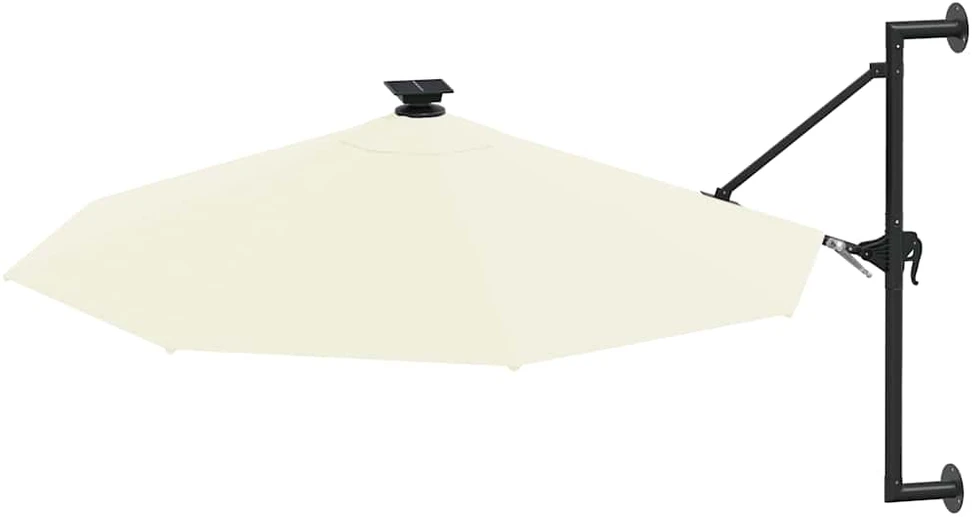 Prie sienos montuojamas sodo skėtis su LED, smėlio, 300cm