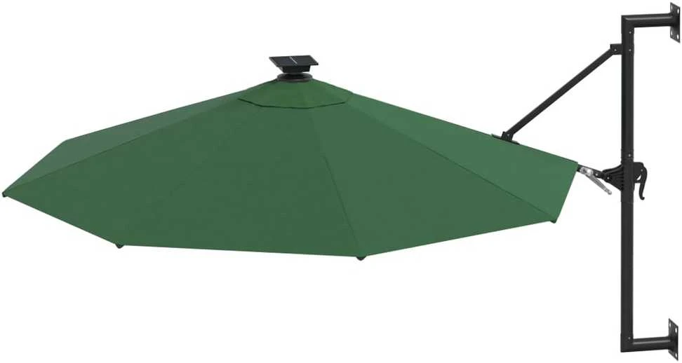 Prie sienos montuojamas sodo skėtis su LED, žalias, 300cm