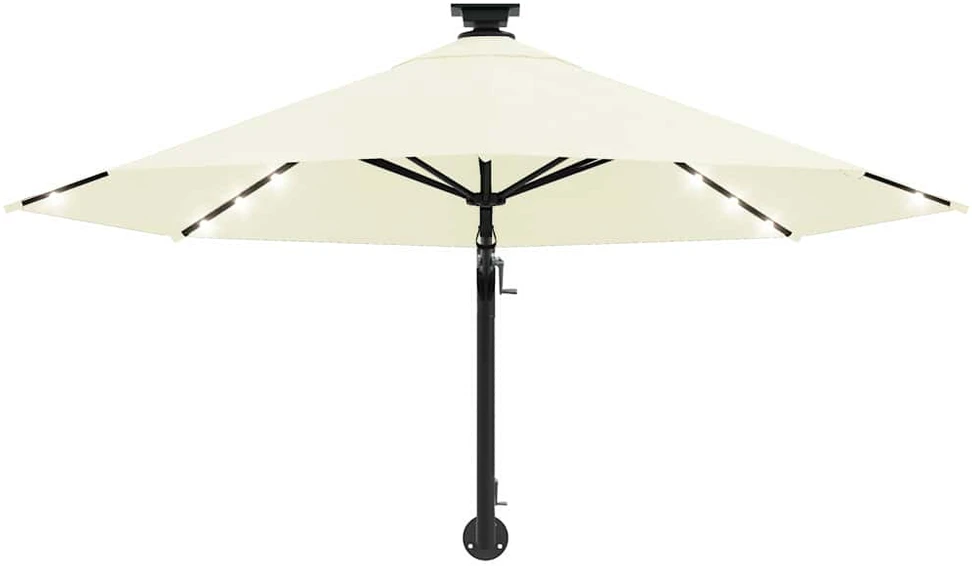 Prie sienos montuojamas sodo skėtis su LED, smėlio, 300cm