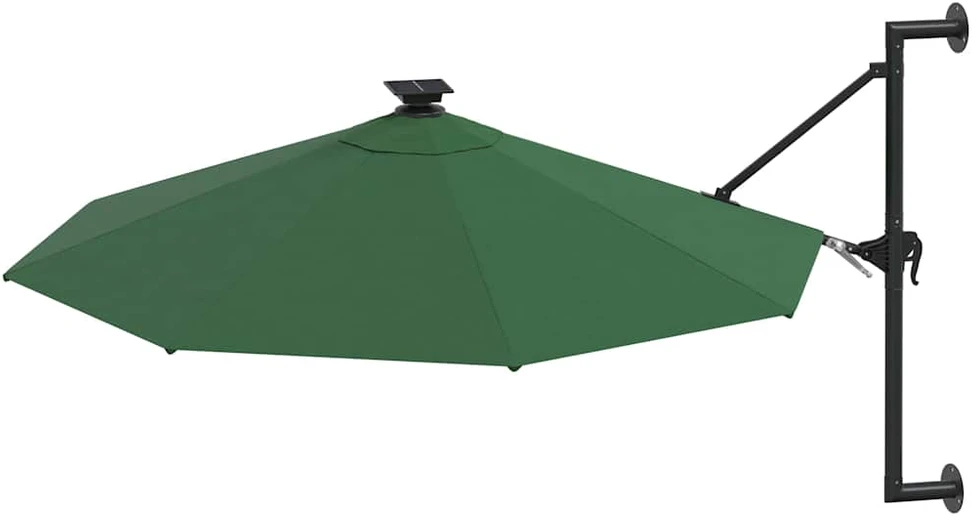 Prie sienos montuojamas sodo skėtis su LED, žalias, 300cm