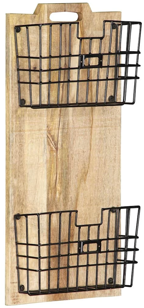Prie sienos montuojamas stovas žurnalams, 33x10x67cm, mango