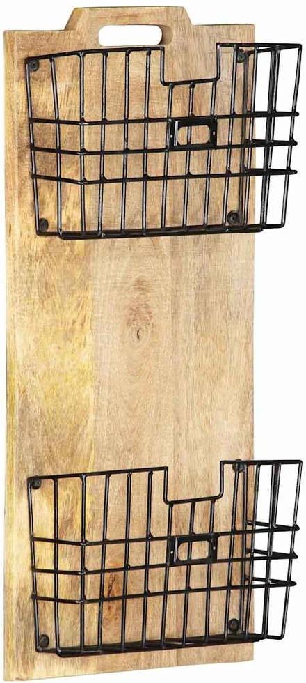 Prie sienos montuojamas stovas žurnalams, 33x10x67cm, mango