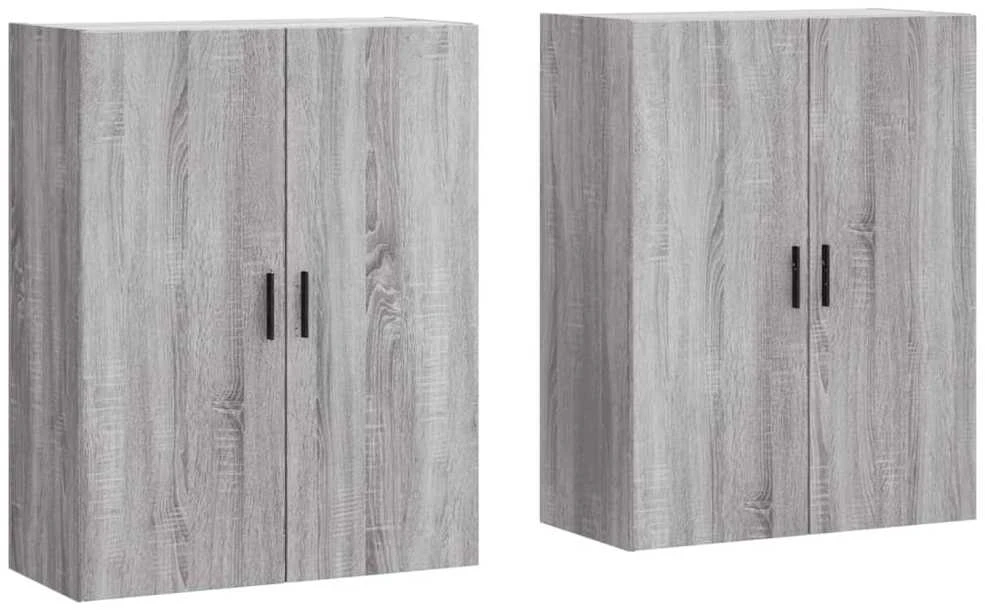Prie sienos montuojamos spintelės, 2vnt., pilkos, 69,5x34x90cm