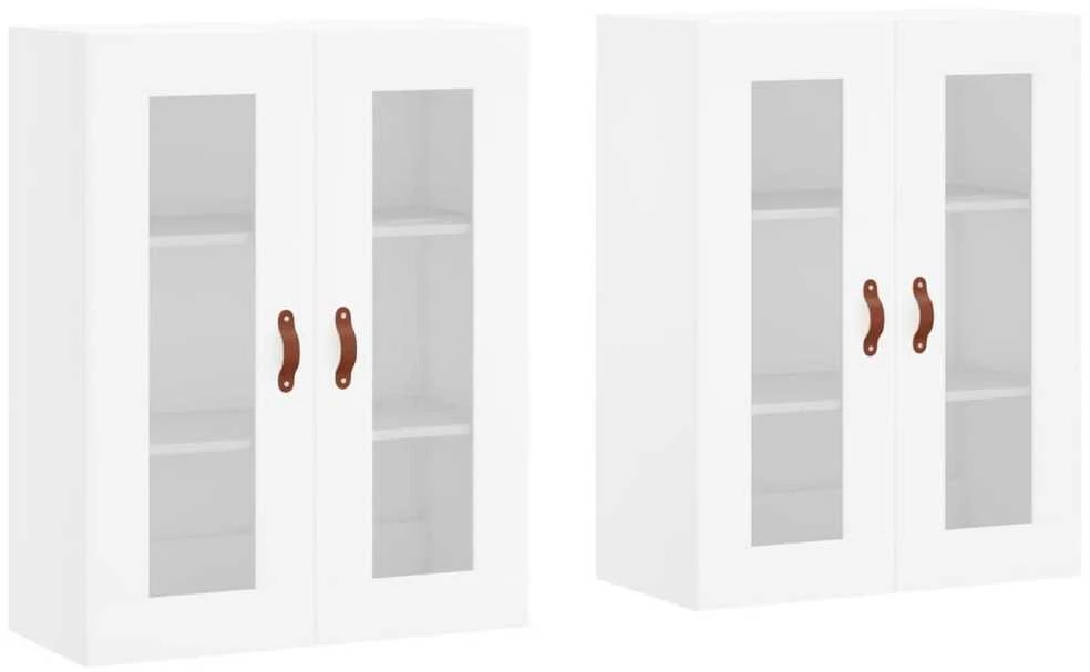 Prie sienos montuojamos spintelės, 2vnt., baltos, mediena