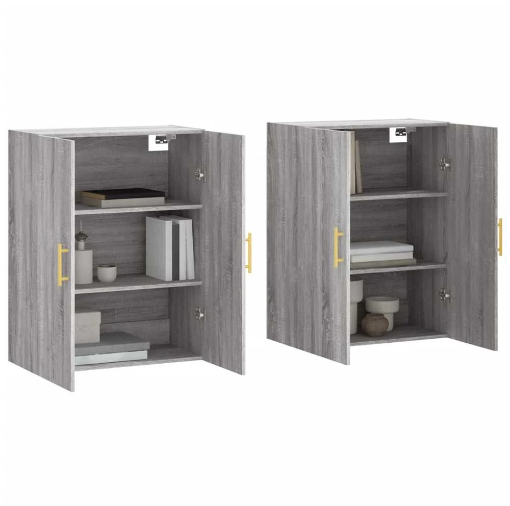 Prie sienos montuojamos spintelės, 2vnt., pilkos, 69,5x34x90cm