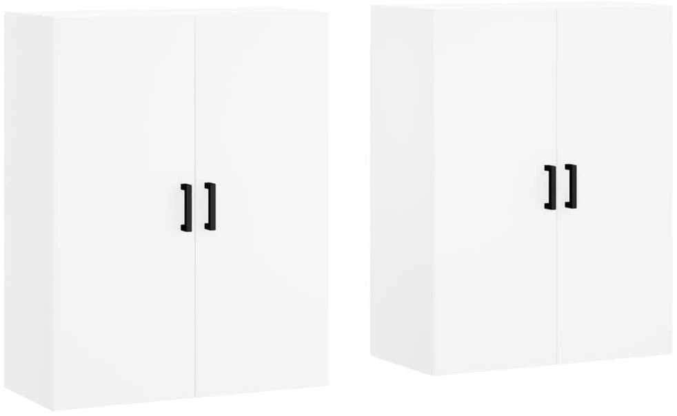 Prie sienos montuojamos spintelės, 2vnt., baltos, 69,5x34x90cm