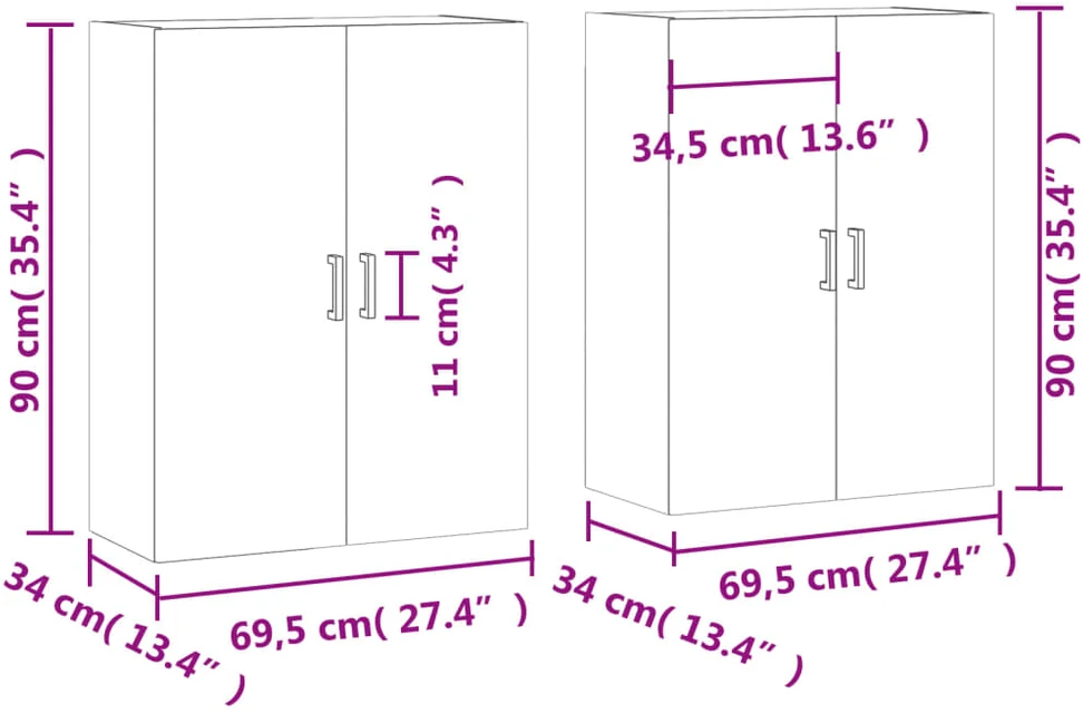 Prie sienos montuojamos spintelės, 2vnt., betono, 69,5x34x90cm
