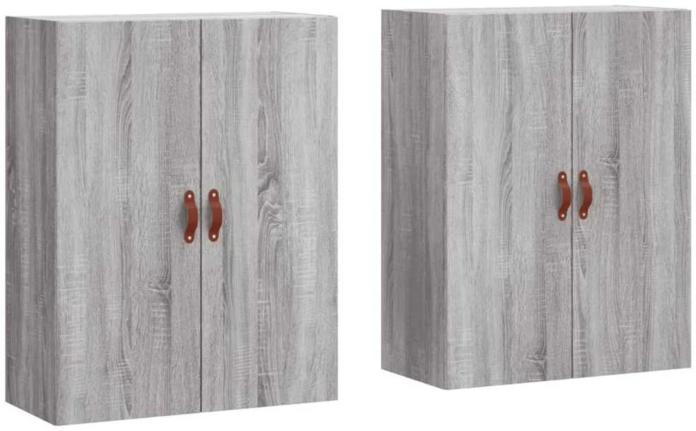 Prie sienos montuojamos spintelės, 2vnt., pilkos, 69,5x34x90cm