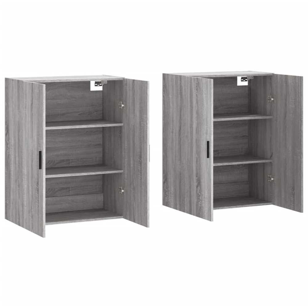 Prie sienos montuojamos spintelės, 2vnt., pilkos, 69,5x34x90cm