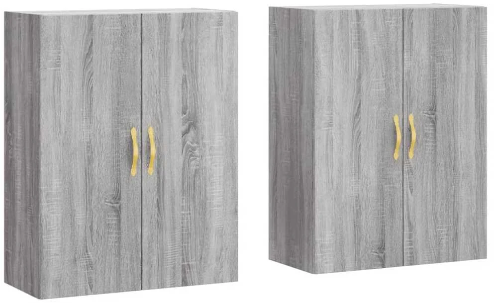 Prie sienos montuojamos spintelės, 2vnt., pilkos, 69,5x34x90cm