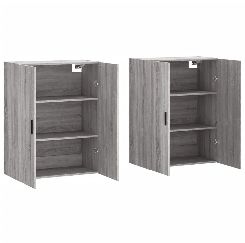 Prie sienos montuojamos spintelės, 2vnt., pilkos, 69,5x34x90cm