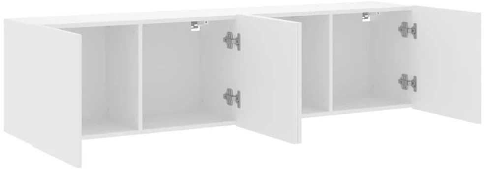TV staliukas Prie sienos montuojamos TV spintelės, 2vnt., baltos, 80x30x41cm