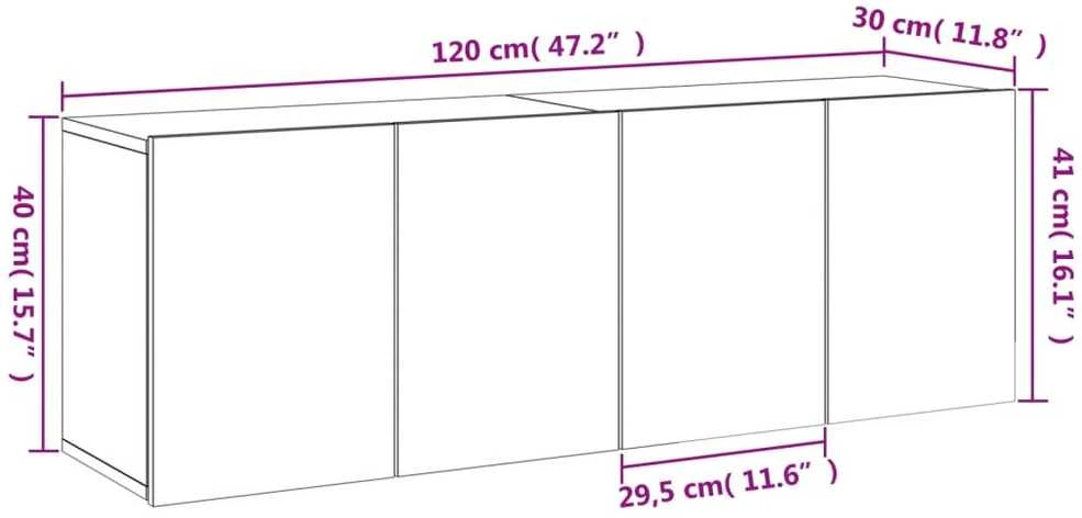 TV staliukas Prie sienos montuojamos TV spintelės, 2vnt., betono, 60x30x41cm