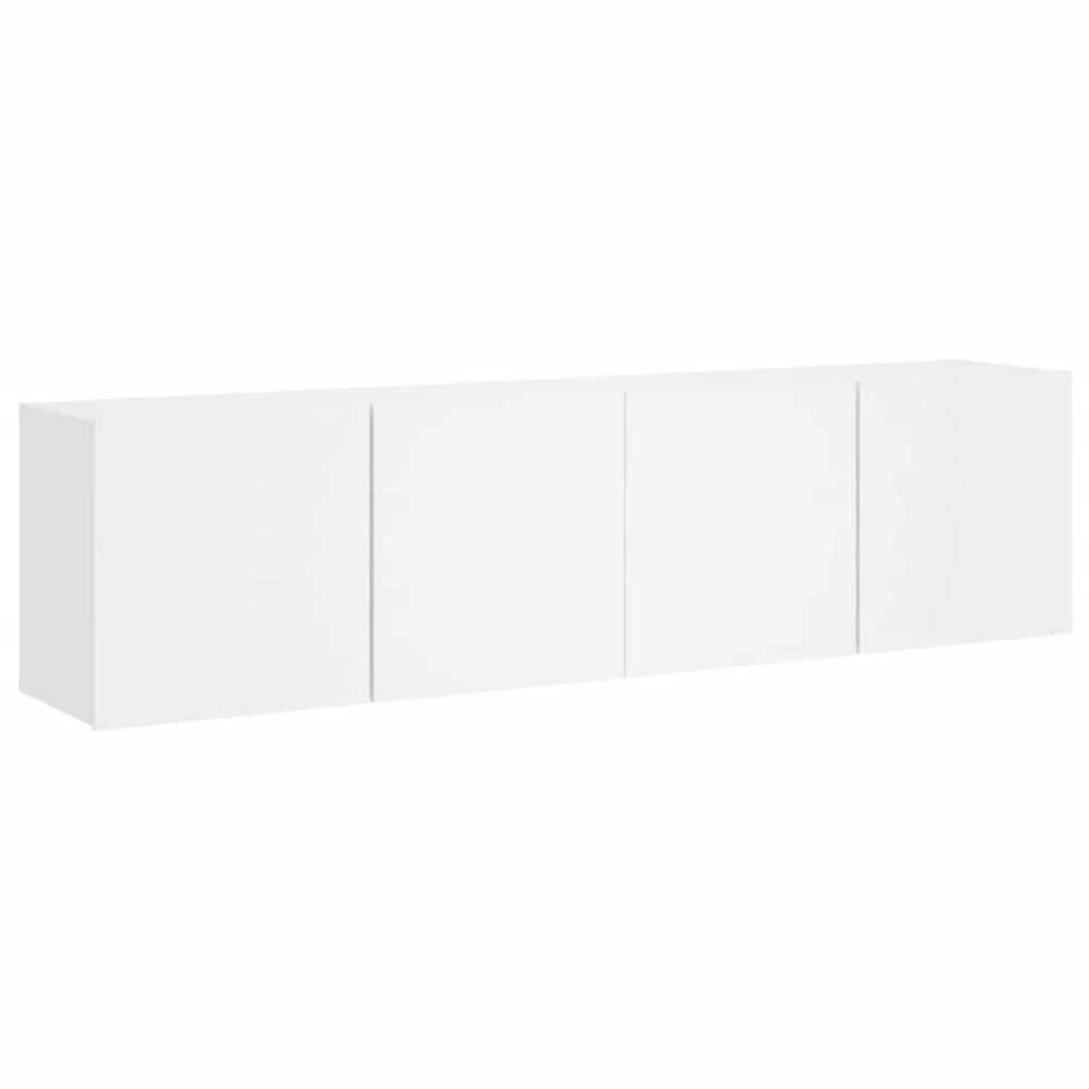 TV staliukas Prie sienos montuojamos TV spintelės, 2vnt., baltos, 80x30x41cm