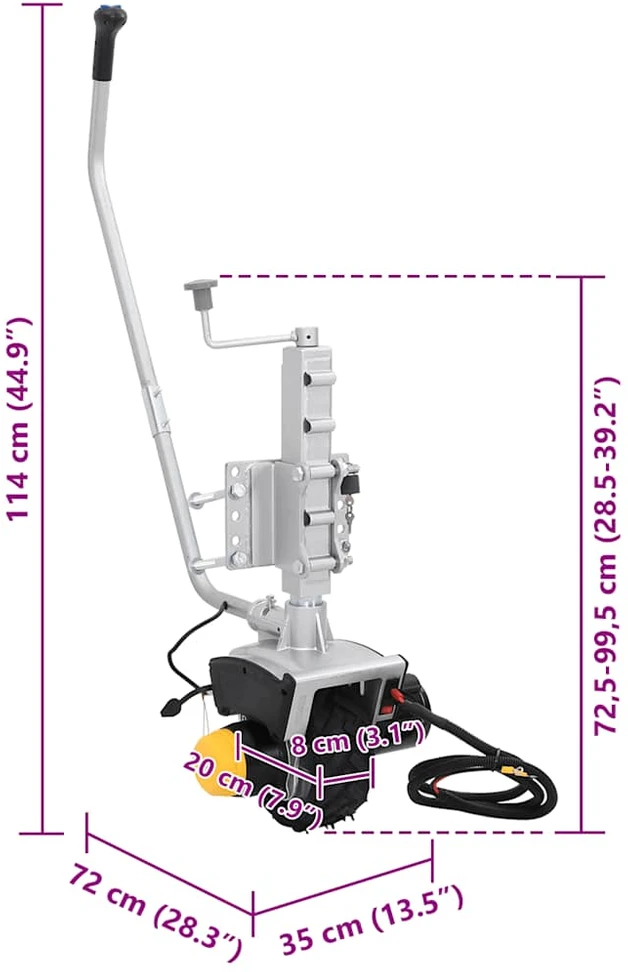 Priekabos domkratas, 12 V, 550 W, aliuminis
