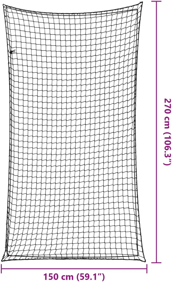 Priekabos tinklas su elastine virve, juodas, 2,7x1,5m, PP