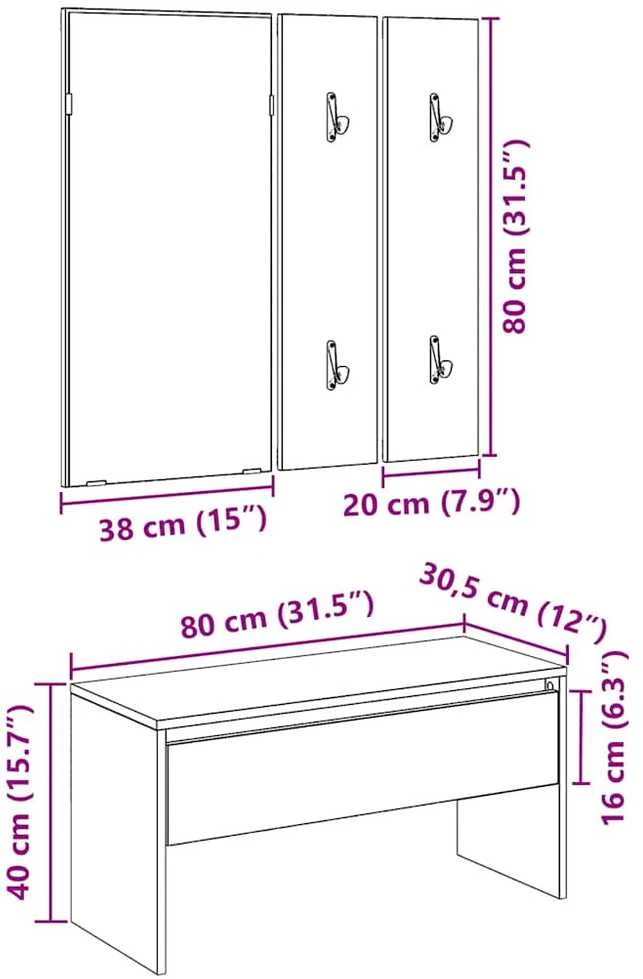 prieškambario baldų komplektas Artisan Oak Engineered Wood
