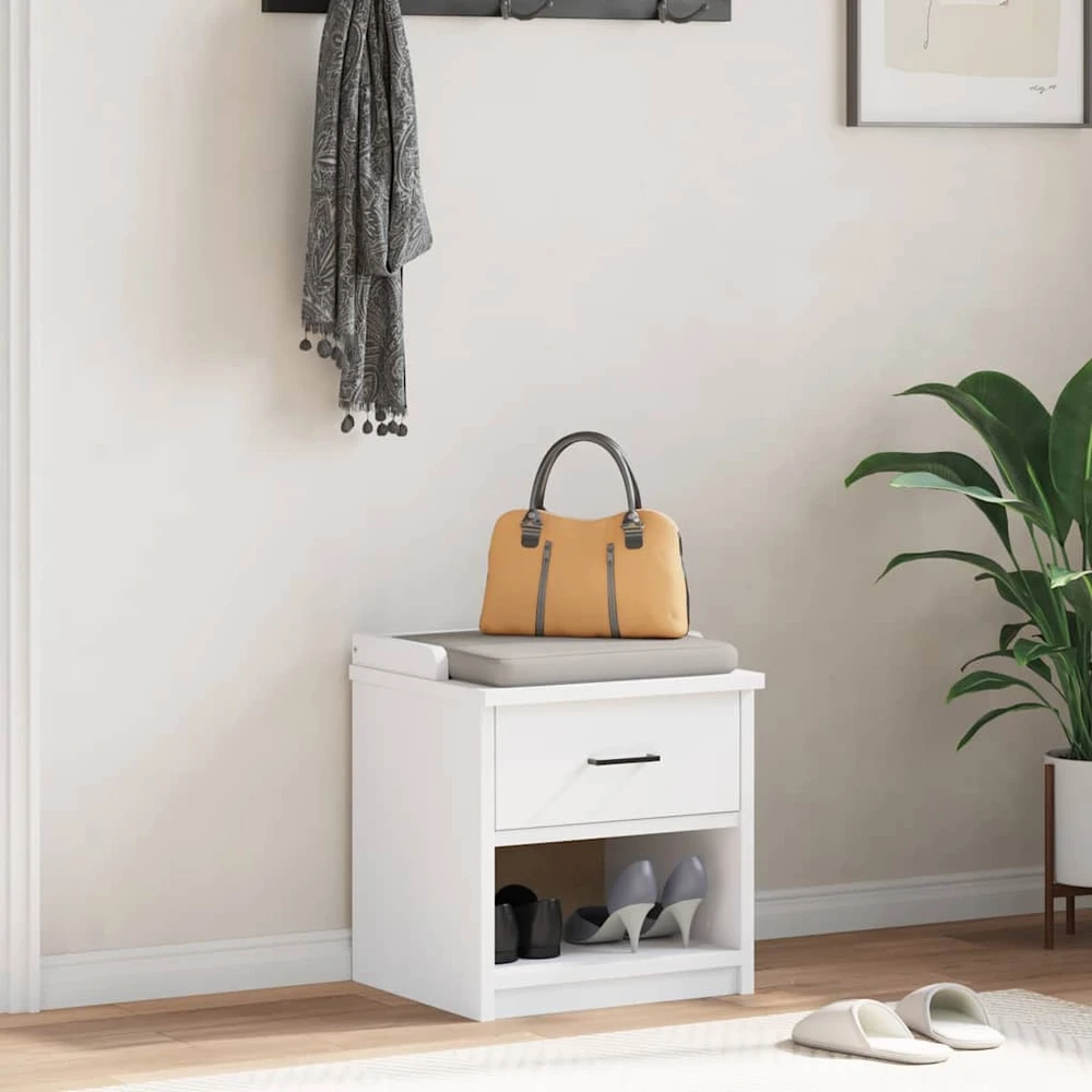Prieškambario suoliukas SANDNES baltas 45x40x50 pušies masyvo