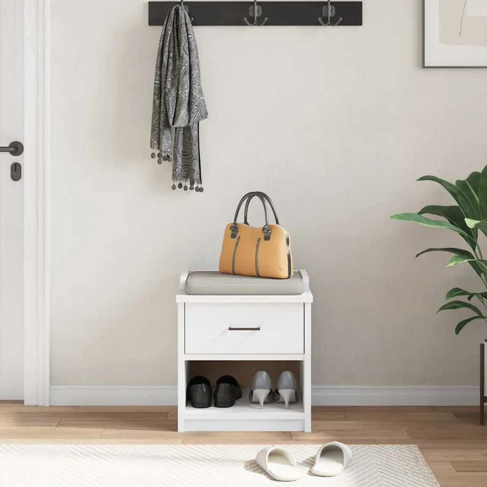 Prieškambario suoliukas SANDNES baltas 45x40x50 pušies masyvo