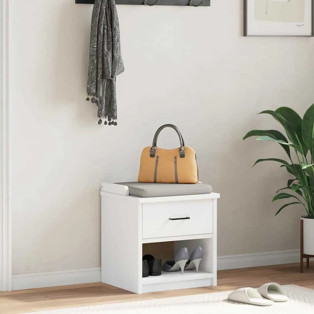 Prieškambario suoliukas SANDNES baltas 45x40x50 pušies masyvo