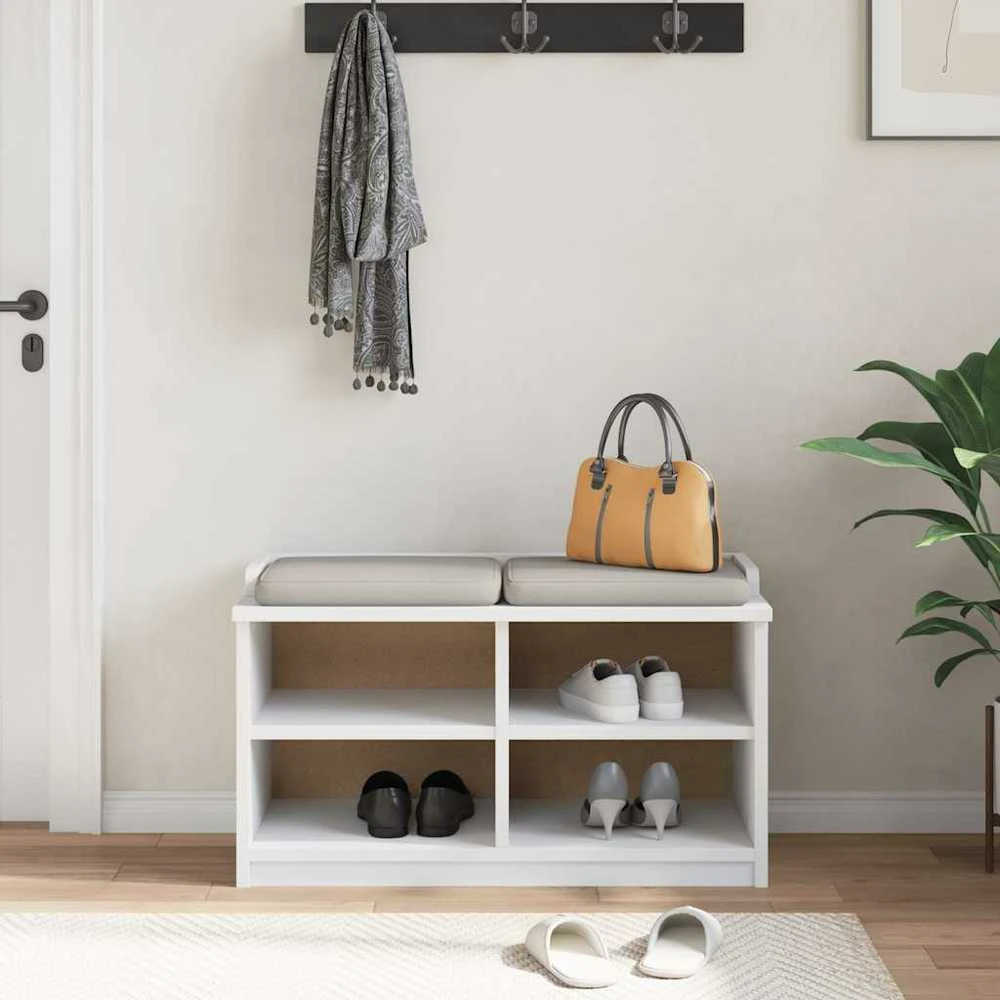 Prieškambario suoliukas SANDNES baltas 87x40x50 pušies masyvo