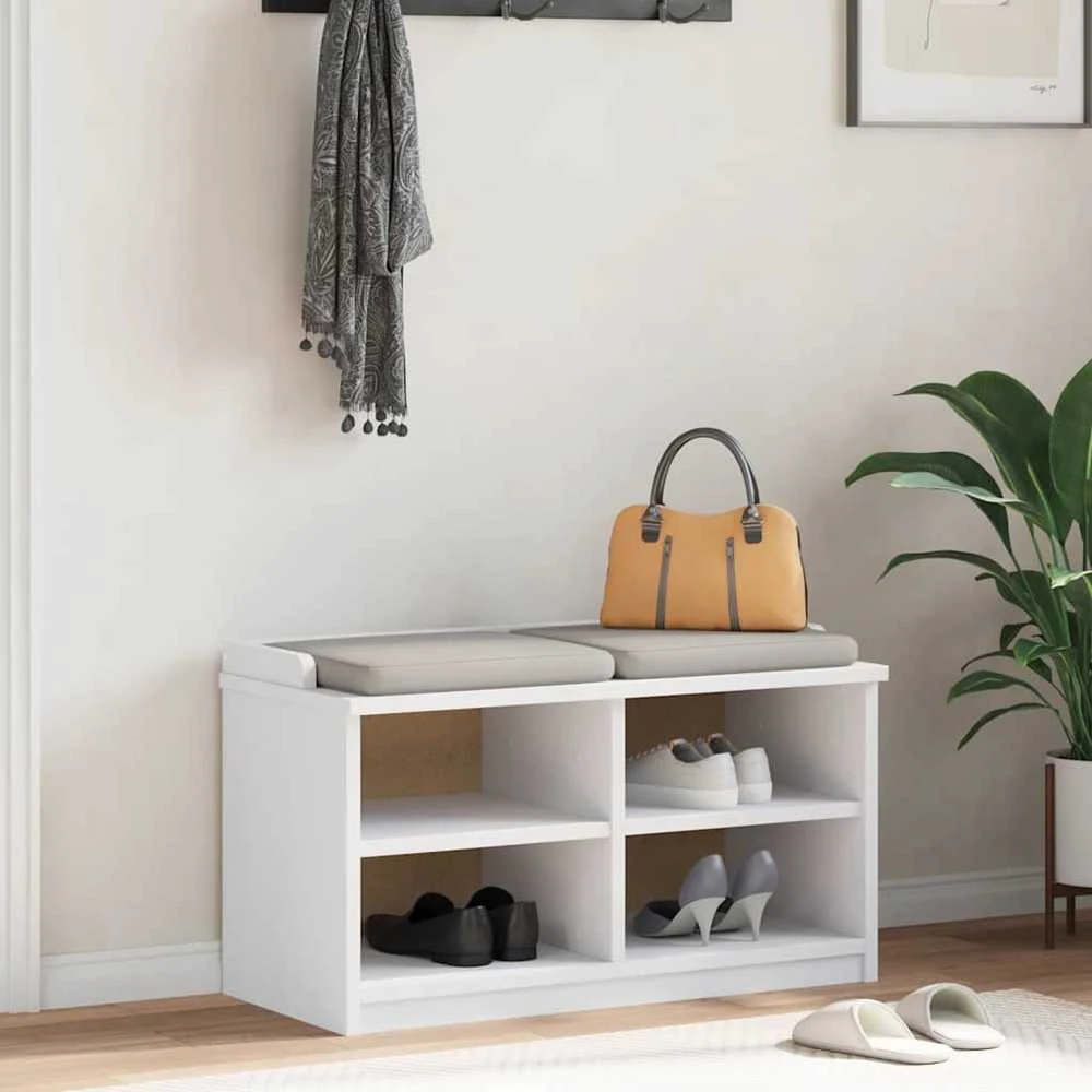 Prieškambario suoliukas SANDNES baltas 87x40x50 pušies masyvo