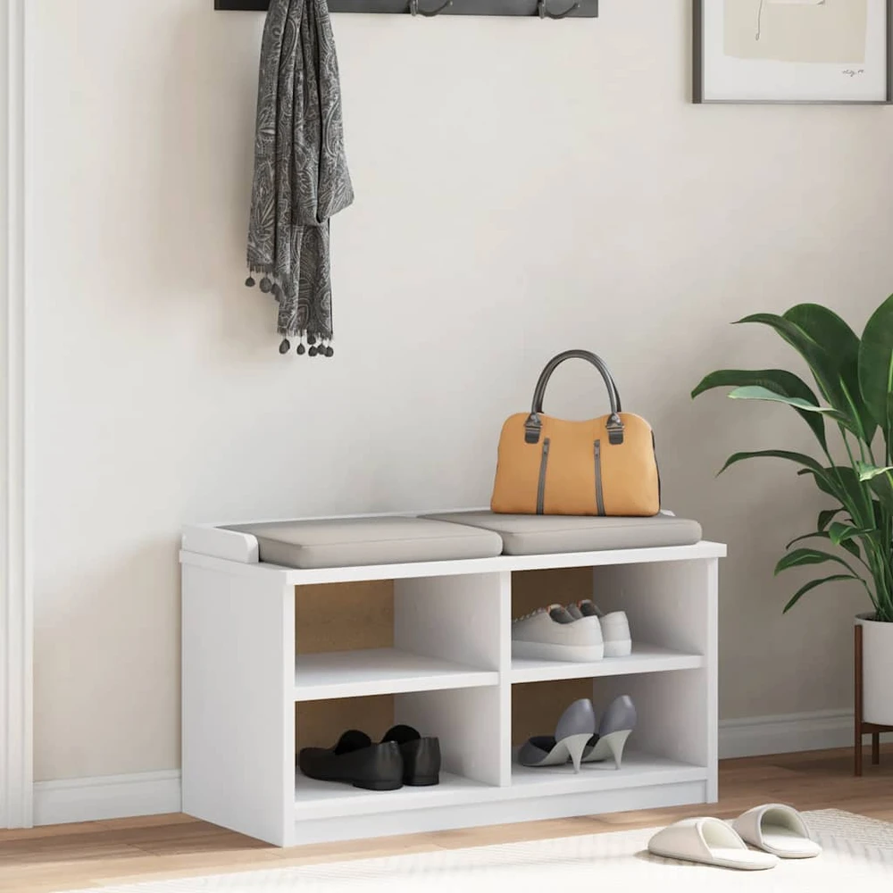 Prieškambario suoliukas SANDNES baltas 87x40x50 pušies masyvo