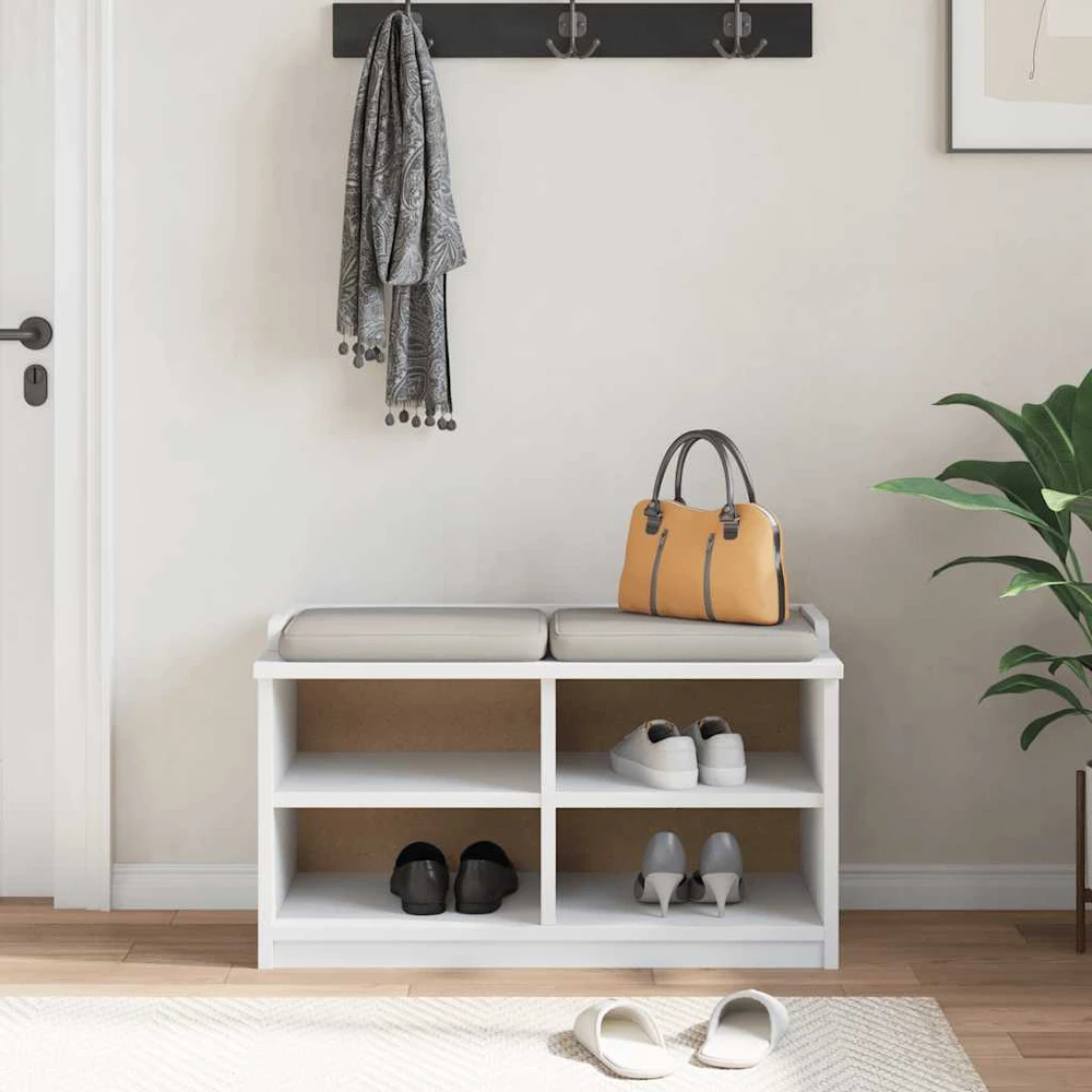 Prieškambario suoliukas SANDNES baltas 87x40x50 pušies masyvo