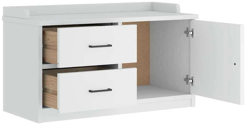 Prieškambario suoliukas SANDNES baltas 87x40x50 pušies masyvo