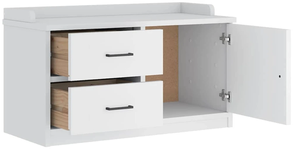 Prieškambario suoliukas SANDNES baltas 87x40x50 pušies masyvo
