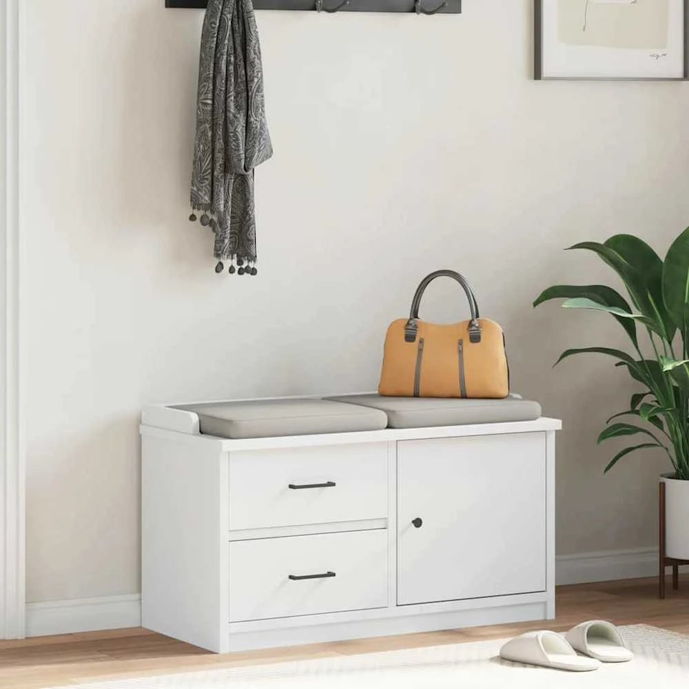 Prieškambario suoliukas SANDNES baltas 87x40x50 pušies masyvo