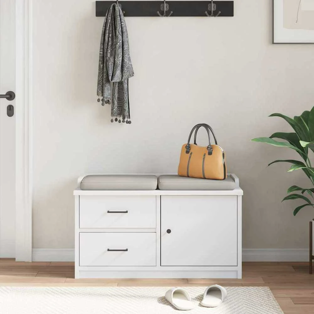 Prieškambario suoliukas SANDNES baltas 87x40x50 pušies masyvo