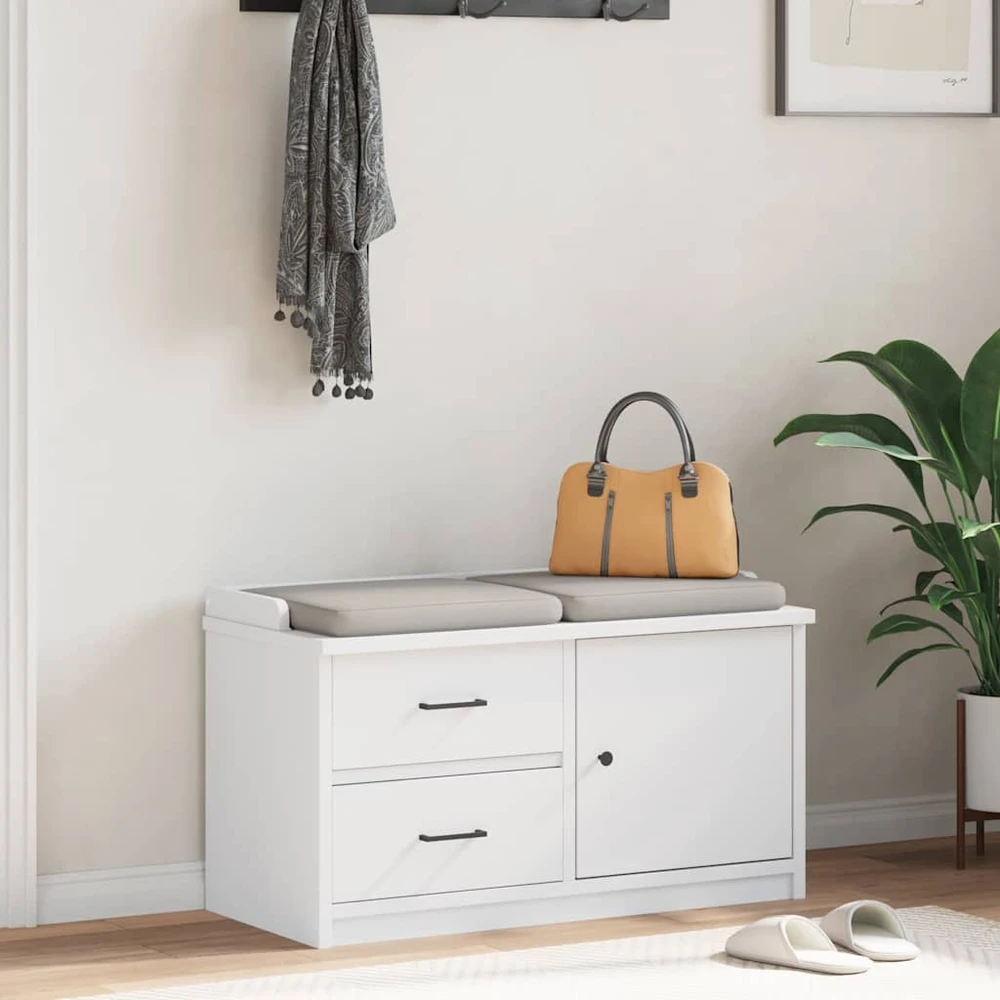 Prieškambario suoliukas SANDNES baltas 87x40x50 pušies masyvo
