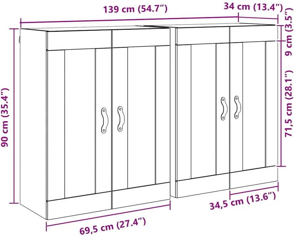 Prikabinama spinta 2 vnt. Senas medis 69,5 x 34 x 90 cm
