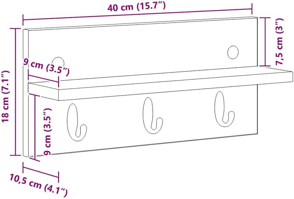 Prikabinamas paltas Sieninis Balta 40 x 10,5 x 18 cm