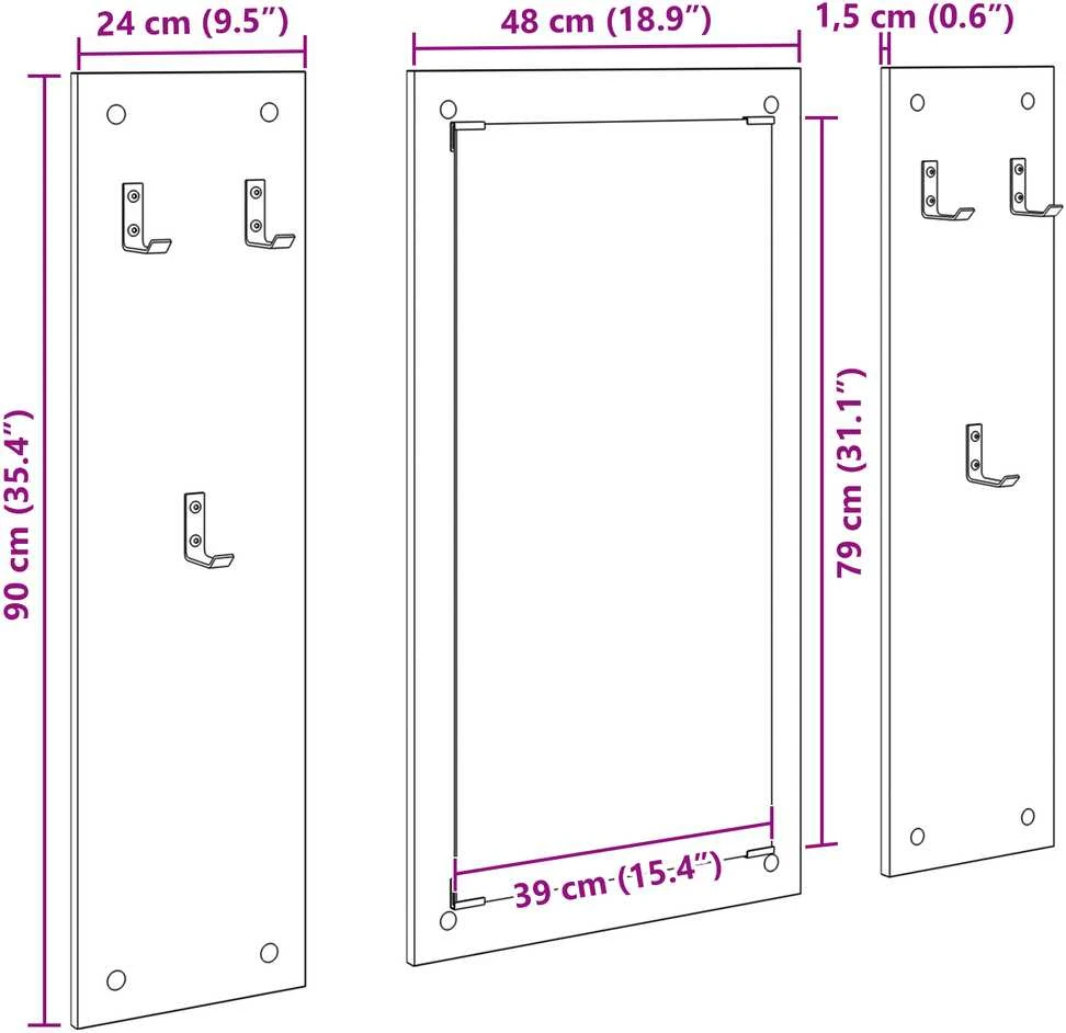Prikabinamas paltas Sieninis Balta 96 x 1,5 x 90 cm