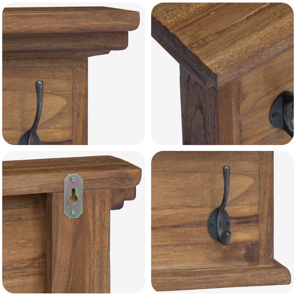 Prikabinamas paltas Natūrali 100 x 10 x 20 cm Kieto teka medžio