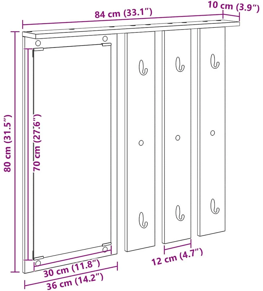 Prikabinamas paltas Sieninis Betono pilka 84 x 10 x 80 cm