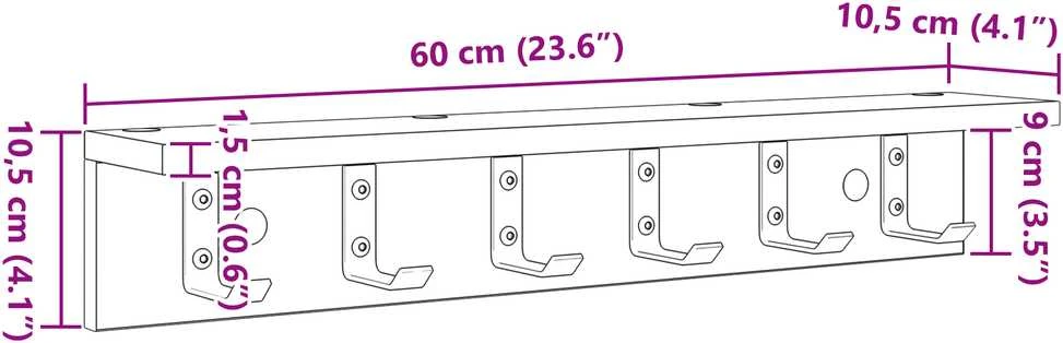 Prikabinamas paltas Sieninis Betono pilka 60 x 10,5 x 10,5 cm