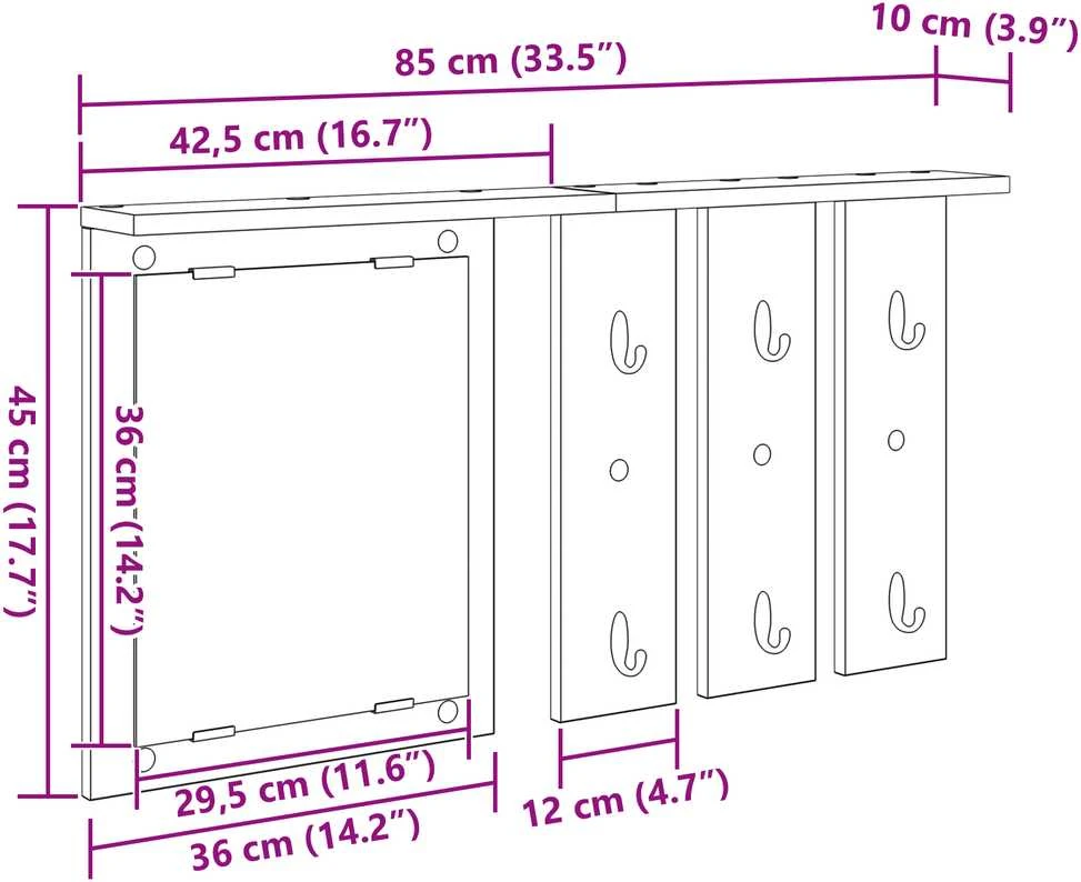 Prikabinamas paltas Sieninis Dūminio ąžuolo 85 x 10 x 45 cm