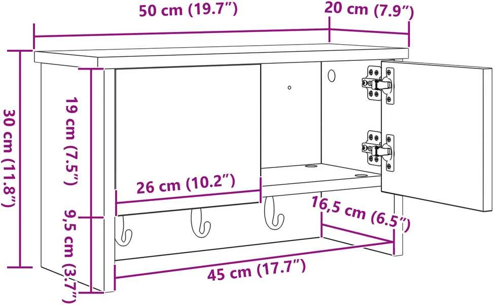 Prikabinamas paltas Sieninis Senas medis 50 x 20 x 30 cm