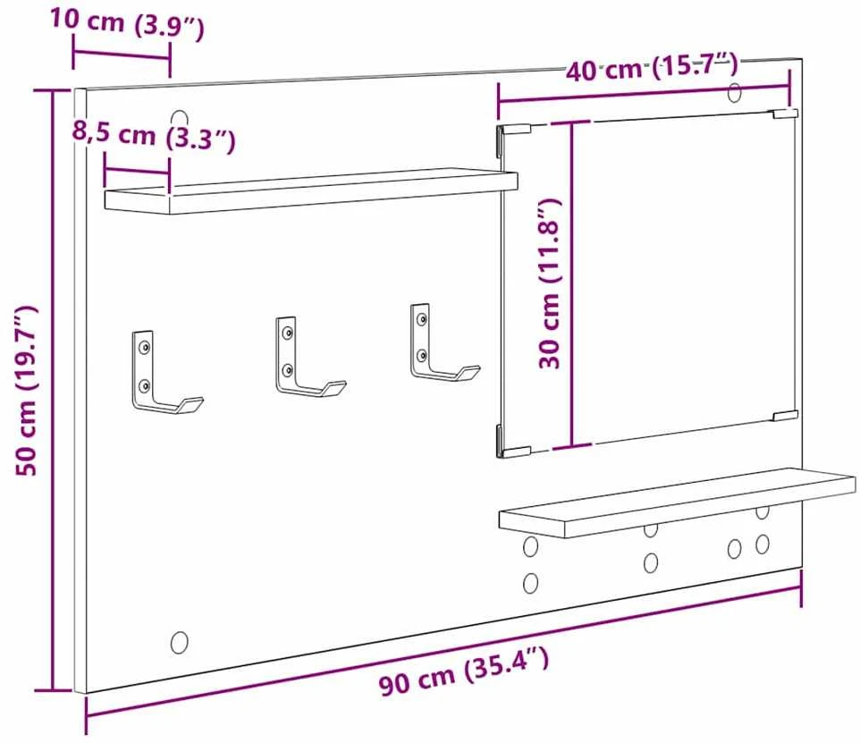 Prikabinamas paltas Sieninis Betono pilka 90 x 10 x 50 cm