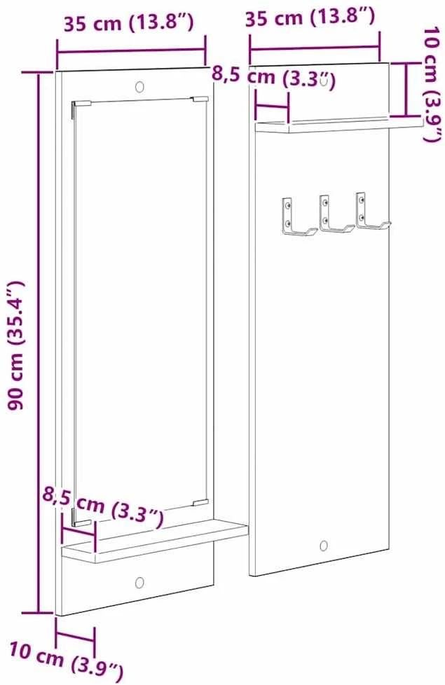Prikabinamas paltas Sieninis Amatininkų ąžuolas 70 x 10 x 90 cm