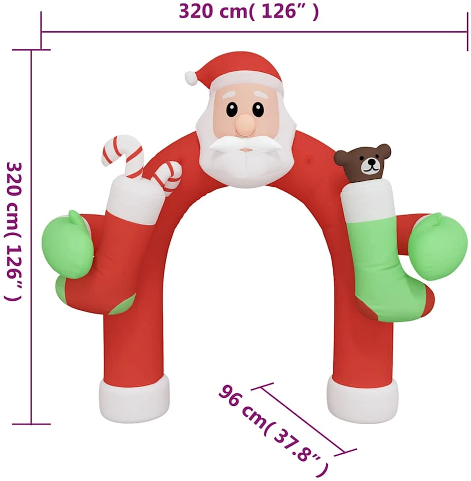 Pripučiama kalėdinė dekoracija arka su LED lemputėmis, 320cm