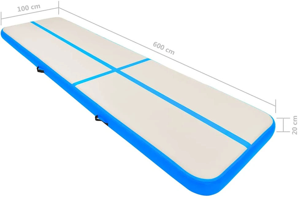 Pripučiamas gimnastikos kilimėlis, mėlynas, 600x100x20cm, PVC