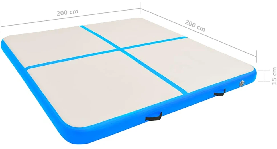 Pripučiamas gimnastikos kilimėlis, mėlynas, 200x200x15cm, PVC
