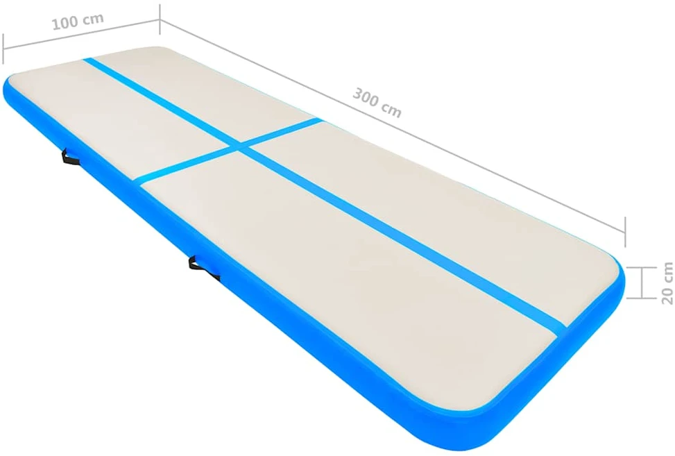 Pripučiamas gimnastikos kilimėlis, mėlynas, 300x100x20cm, PVC